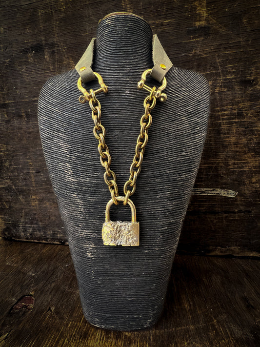 Brass Lock Necklace