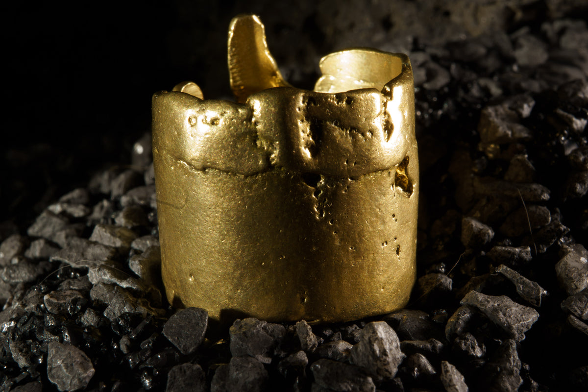 Melting Pipe Ring in Recycled Brass