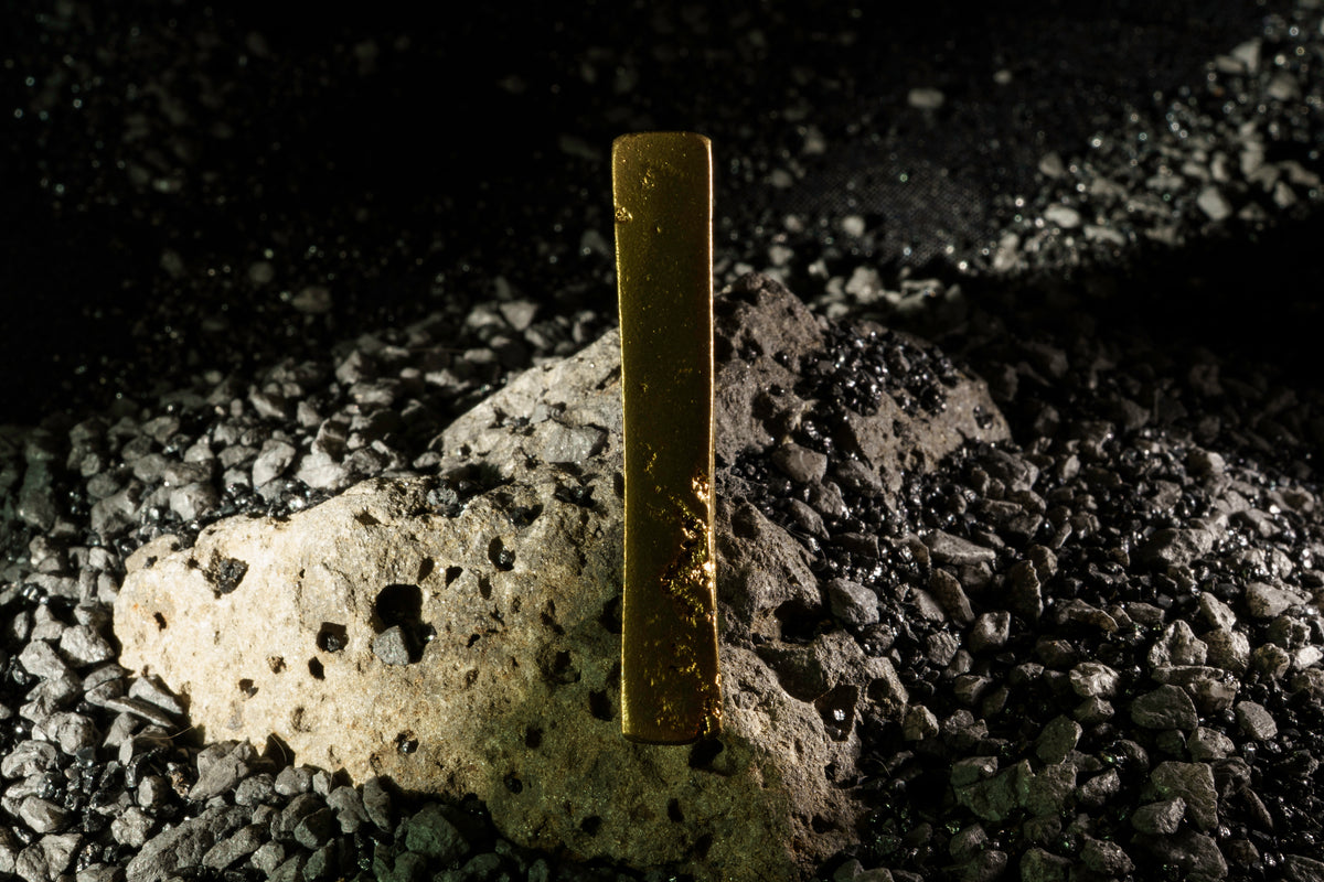 Brutalist Triangle Ring in Recycled Brass