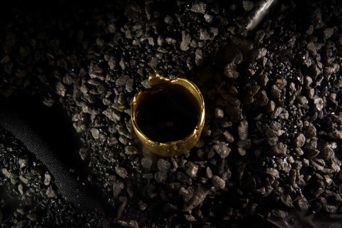 Melting Pipe Ring in Recycled Brass