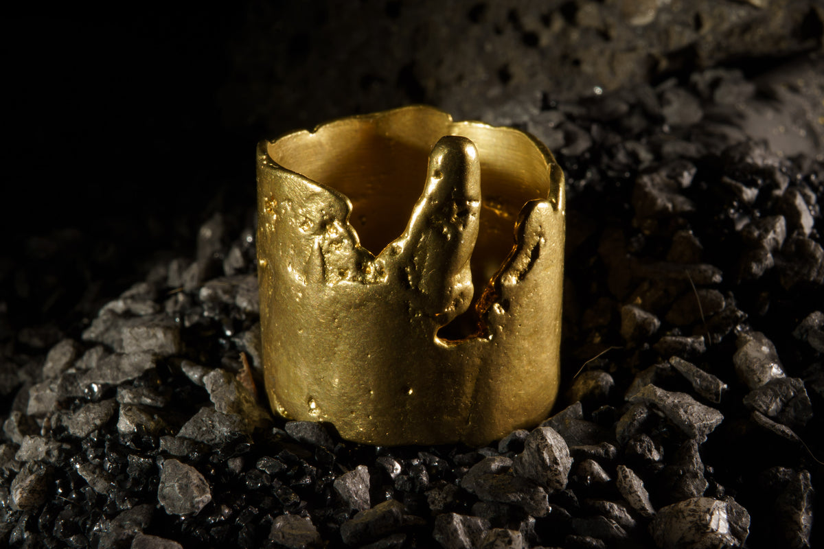 Melting Pipe Ring in Recycled Brass