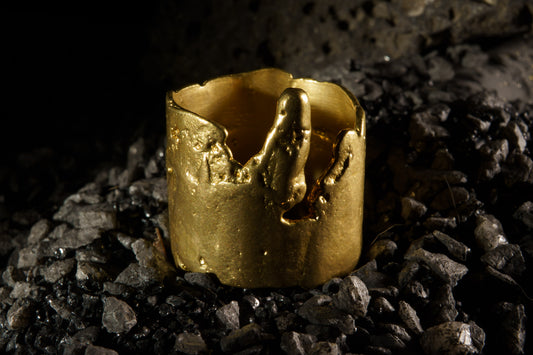 Melting Pipe Ring in Recycled Brass
