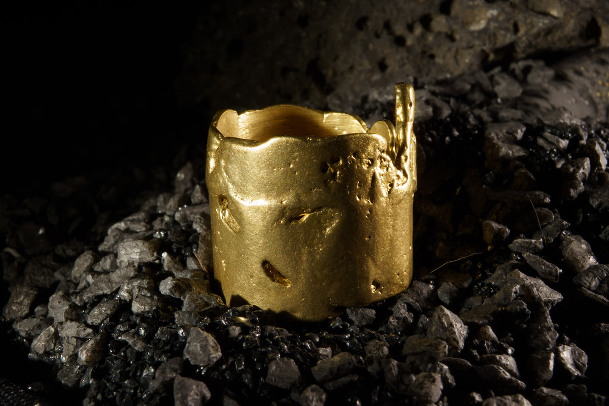 Melting Pipe Ring in Recycled Brass