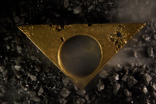 Brutalist Triangle Ring in Recycled Brass
