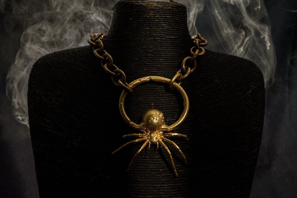Golden Widow Spider Chocker in Recycled Brass