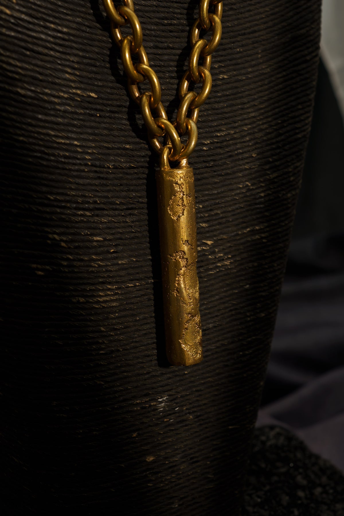 XL Tube Necklace in Recycled Brass and Leather