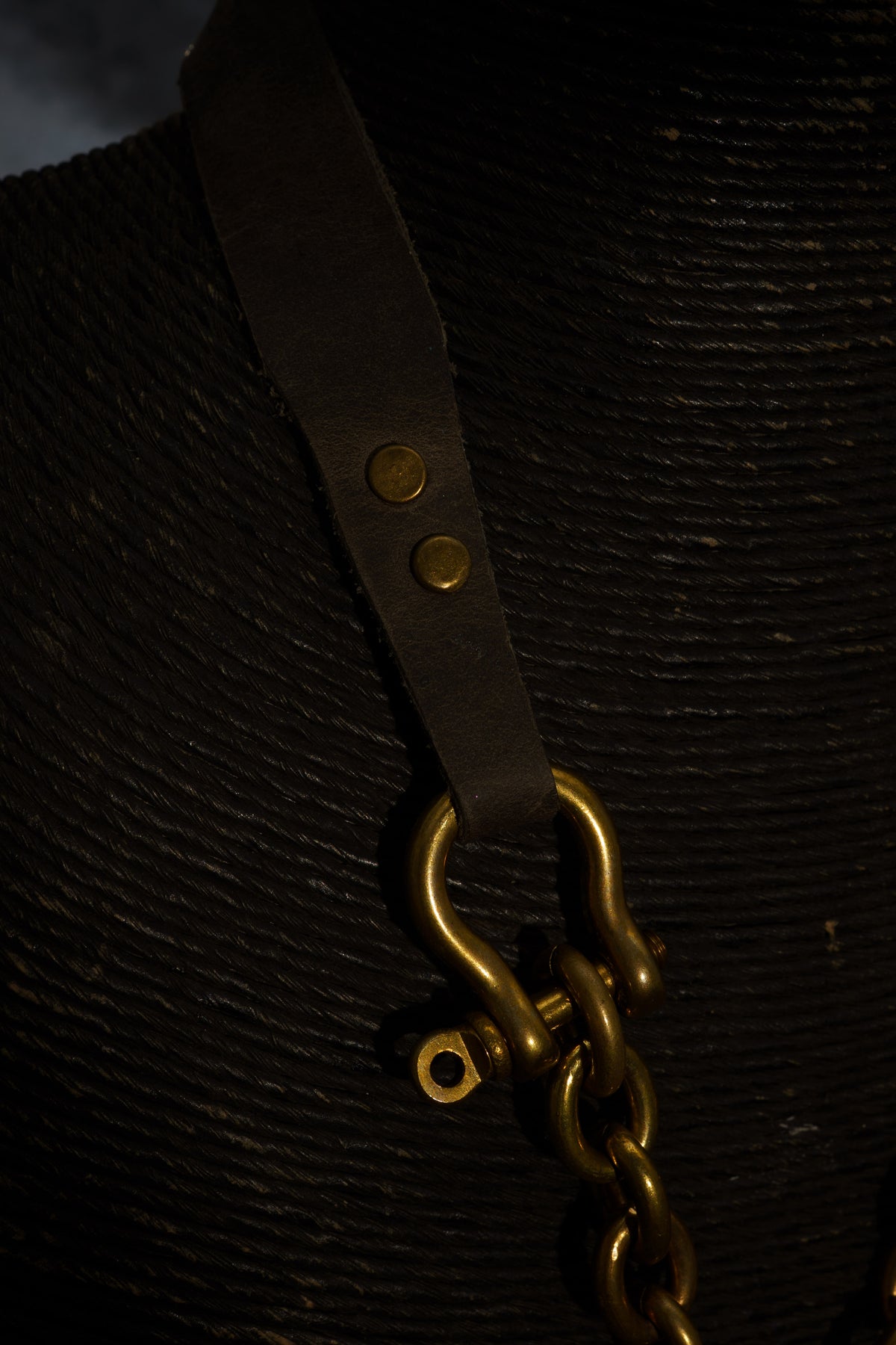 XL Tube Necklace in Recycled Brass and Leather