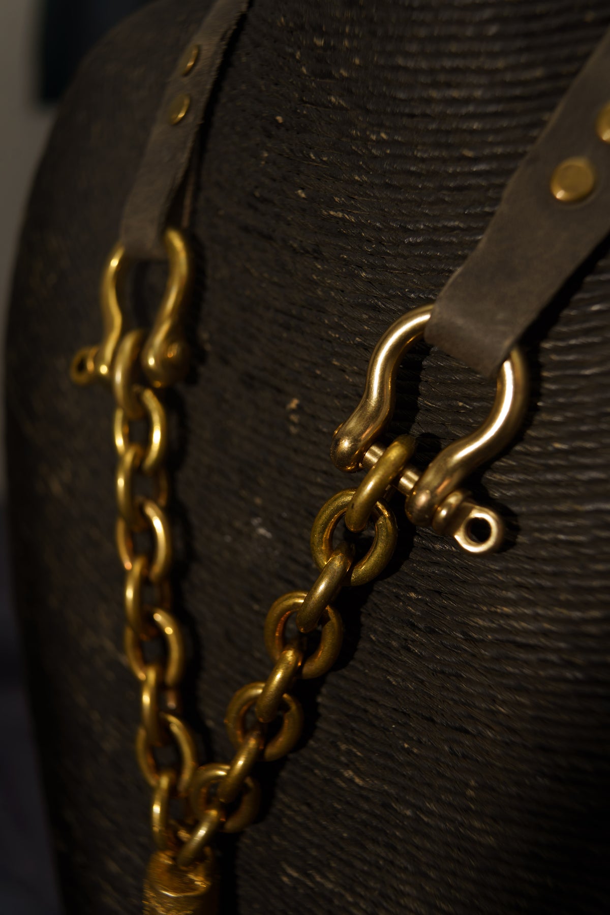 XL Tube Necklace in Recycled Brass and Leather
