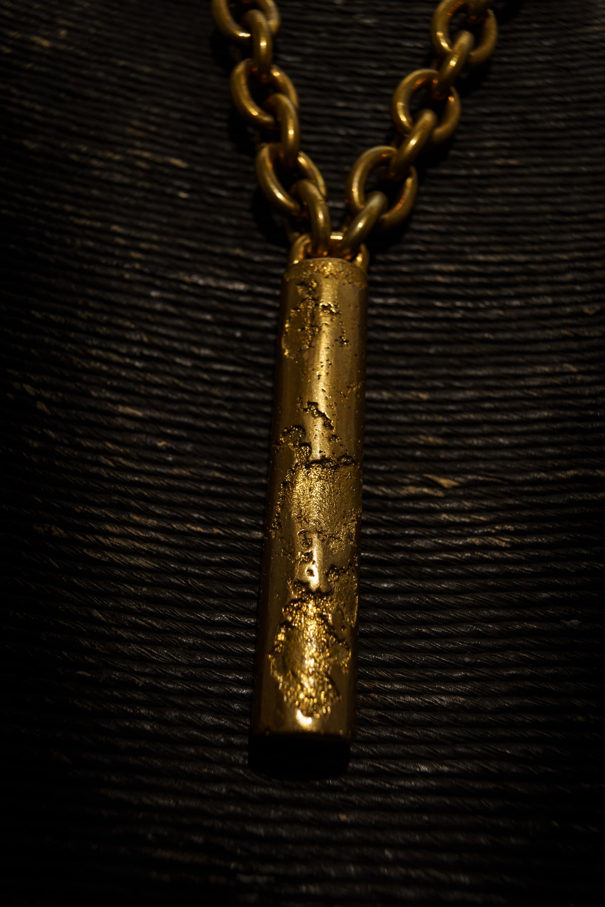 XL Tube Necklace in Recycled Brass and Leather